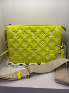 Louis Vuitton Neon Yellow Monogram Crossbody with White Chain